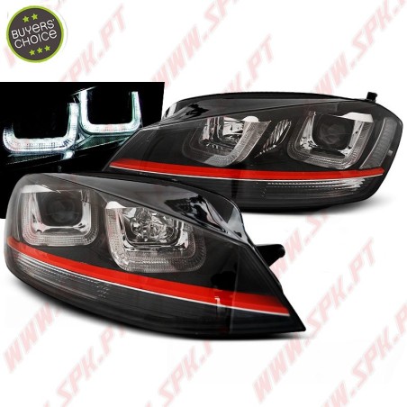 Faróis U-LED "Red-Line" / Black - VW Golf 7 (2012-2017)