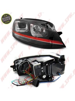 Faróis U-LED "Red-Line" / Black - VW Golf 7 (2012-2017)