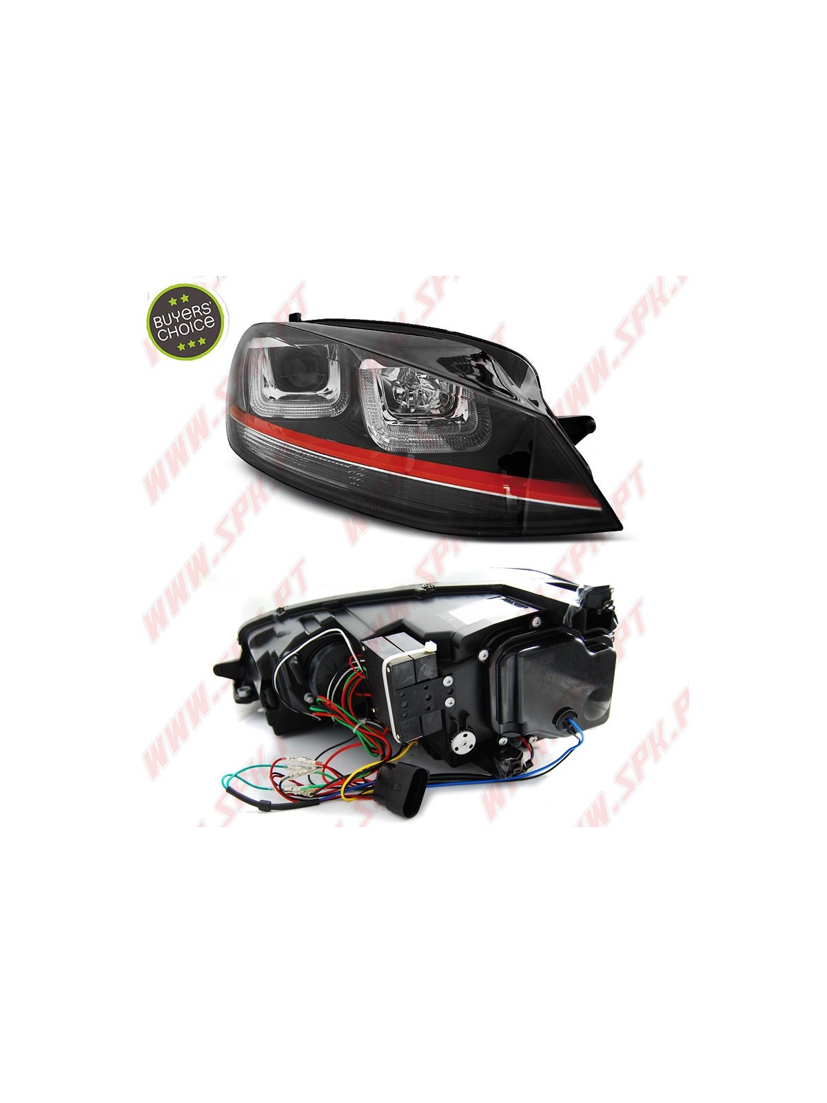Faróis U-LED "Red-Line" / Black - VW Golf 7 (2012-2017)