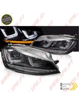 Faróis U-LED Dynamic "Black-Line" / Black - VW Golf 7 (2012-2017)