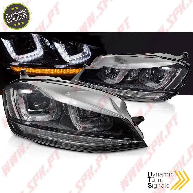 Faróis U-LED Dynamic "Black-Line" / Black - VW Golf 7 (2012-2017) Faróis U-LED Dynamic "Black-Line" / Black - VW Golf 7 (2012-2017)