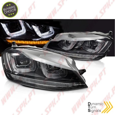 Faróis U-LED Dynamic "Black-Line" / Black - VW Golf 7 (2012-2017)