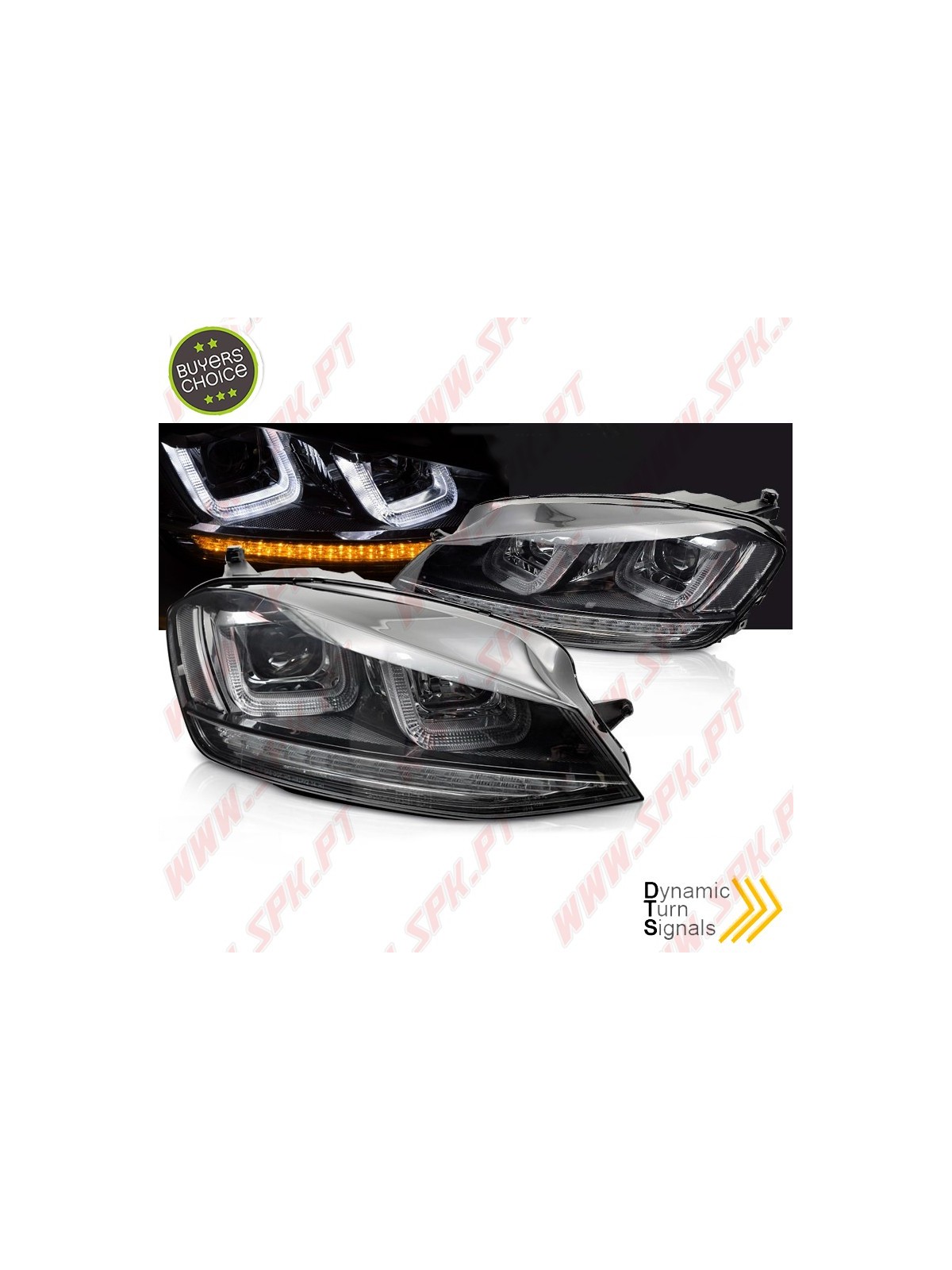 Faróis U-LED Dynamic "Black-Line" / Black - VW Golf 7 (2012-2017) Faróis U-LED Dynamic "Black-Line" / Black - VW Golf 7 (2012-2017)