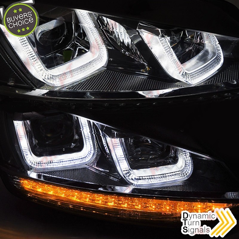 Faróis U-LED Dynamic "Black-Line" / Black - VW Golf 7 (2012-2017) Faróis U-LED Dynamic "Black-Line" / Black - VW Golf 7 (2012-2017)