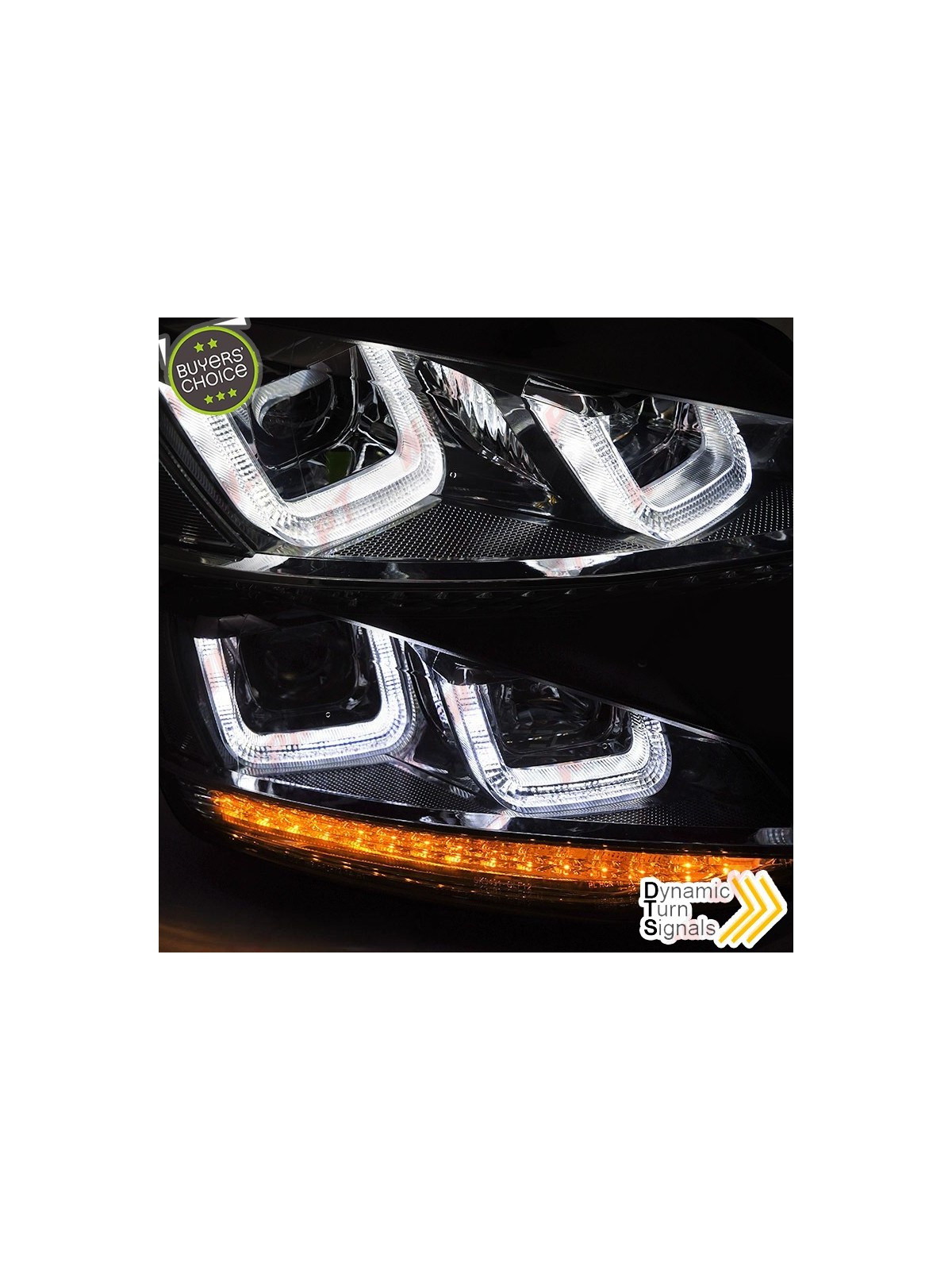 Faróis U-LED Dynamic "Black-Line" / Black - VW Golf 7 (2012-2017) Faróis U-LED Dynamic "Black-Line" / Black - VW Golf 7 (2012-2017)