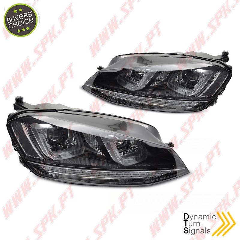Faróis U-LED Dynamic "Black-Line" / Black - VW Golf 7 (2012-2017) Faróis U-LED Dynamic "Black-Line" / Black - VW Golf 7 (2012-2017)