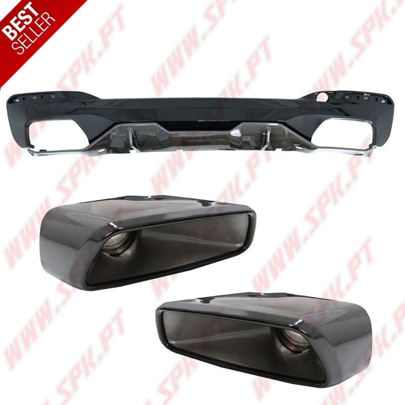 Difusor Traseiro + Ponteiras Black+Carbon Look M-Performance - BMW G30 / G38 (2016-2019)
