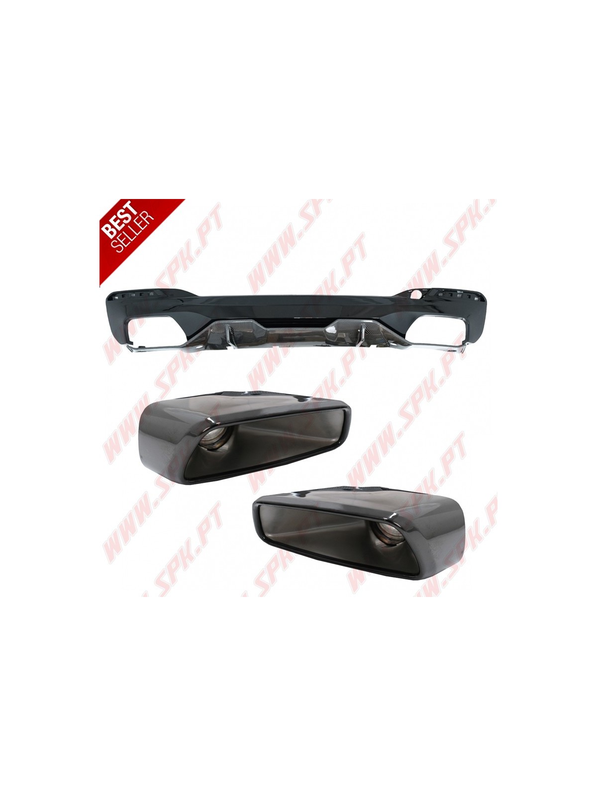 Difusor Traseiro + Ponteiras Black+Carbon Look M-Performance - BMW G30 / G38 (2016-2019)