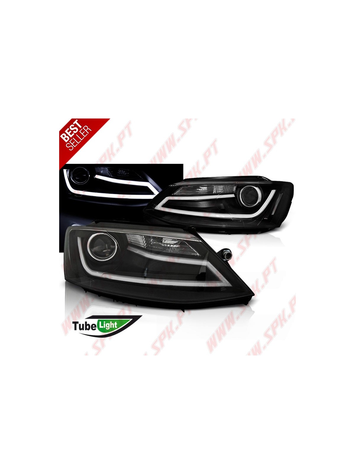 Faróis Tube-Light / Black - VW Jetta 6 (2011-2018)