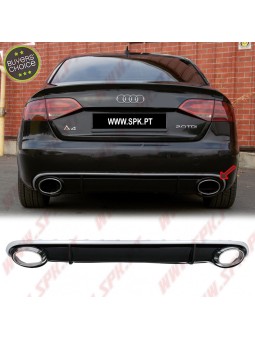 Difusor Traseiro + Ponteiras Look RS4 - Audi A4 B8 Sedan / Avant (2007-2011)