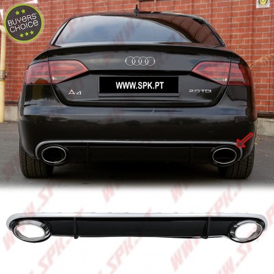 Difusor Traseiro + Ponteiras Look RS4 - Audi A4 B8 Sedan / Avant (2007-2011)