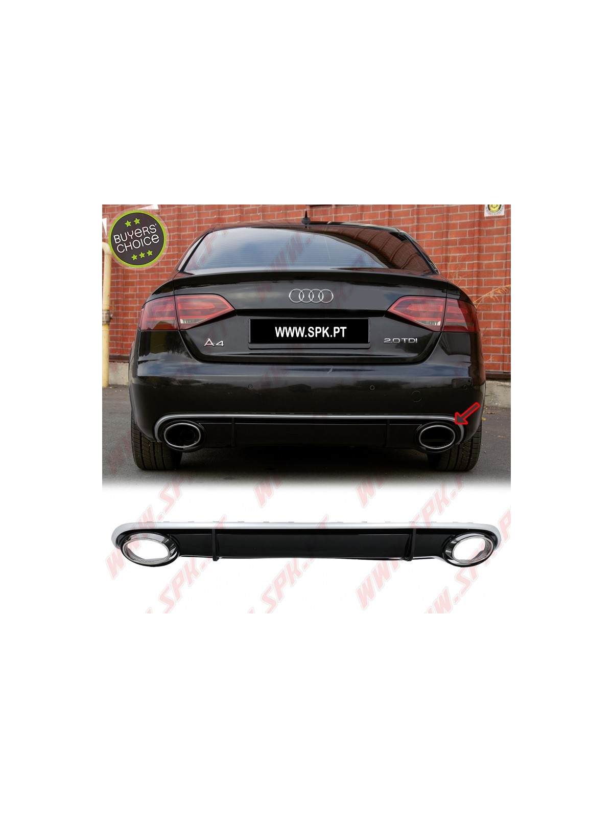 Difusor Traseiro + Ponteiras Look RS4 - Audi A4 B8 Sedan / Avant (2007-2011)