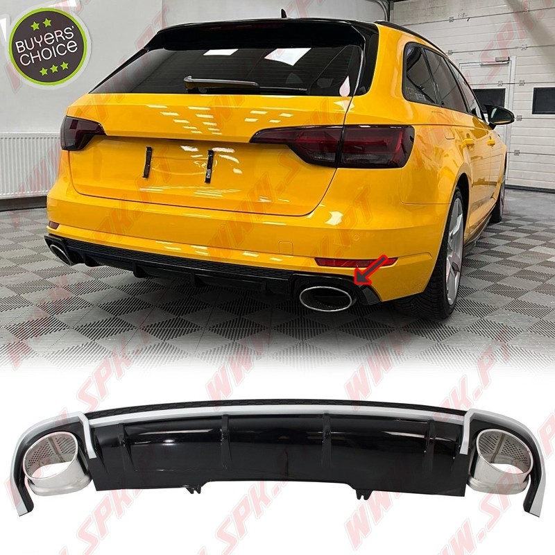 Difusor Traseiro + Ponteiras Look RS4 - Audi A4 B9 Sedan / Avant (2016-2018)