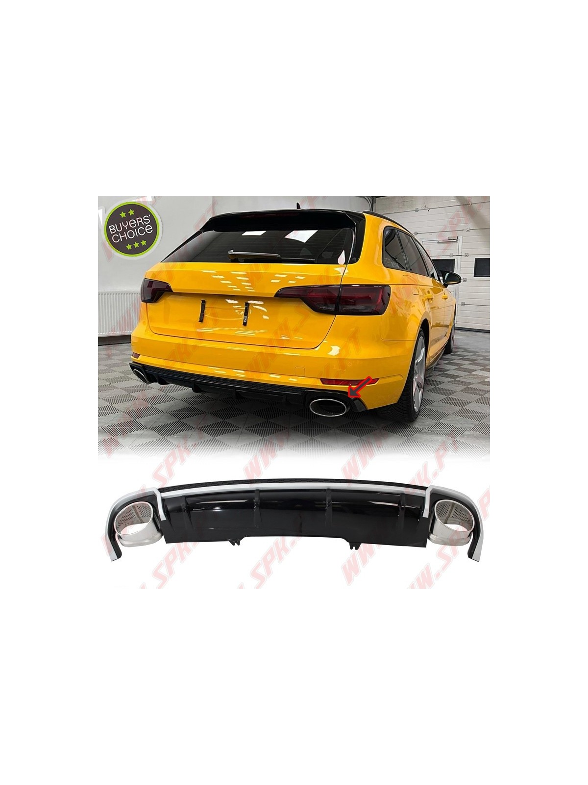 Difusor Traseiro + Ponteiras Look RS4 - Audi A4 B9 Sedan / Avant (2016-2018)