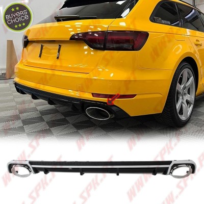 Difusor Traseiro + Ponteiras Look RS4 - Audi A4 B9 Sedan / Avant (2016-2018)