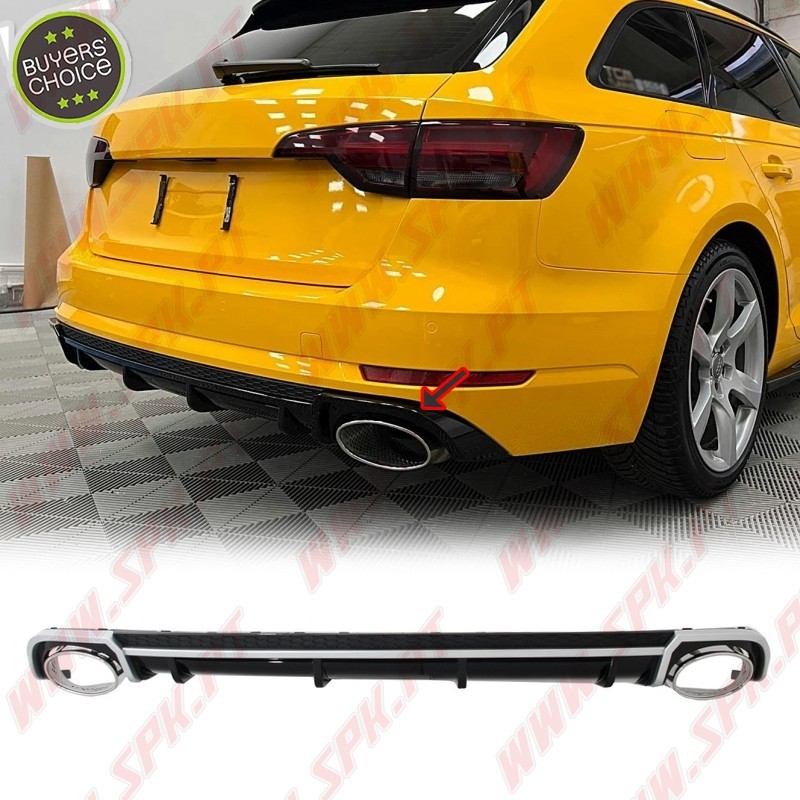Difusor Traseiro + Ponteiras Look RS4 - Audi A4 B9 Sedan / Avant (2016-2018)