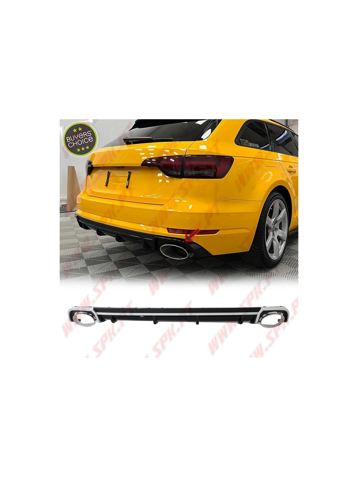 Difusor Traseiro + Ponteiras Look RS4 - Audi A4 B9 Sedan / Avant (2016-2018)