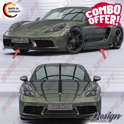 Pack Lip Spoiler Frontal + Embaladeiras Laterais - Porsche 718 Boxster 982 / 718 Cayman 982 (2016-)