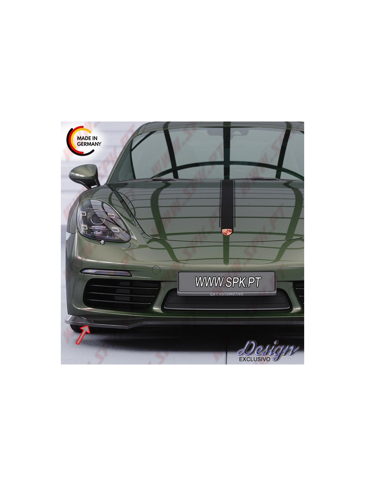 Pack Lip Spoiler Frontal + Embaladeiras Laterais - Porsche 718 Boxster 982 / 718 Cayman 982 (2016-)