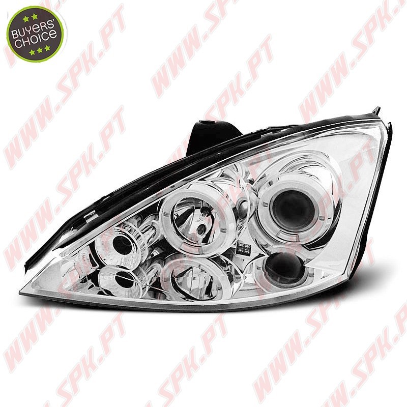 Faróis Angel Eyes LED / Chrome - Ford Focus 1 (1998-2001)