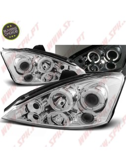 Faróis Angel Eyes LED / Chrome - Ford Focus 1 (1998-2001)