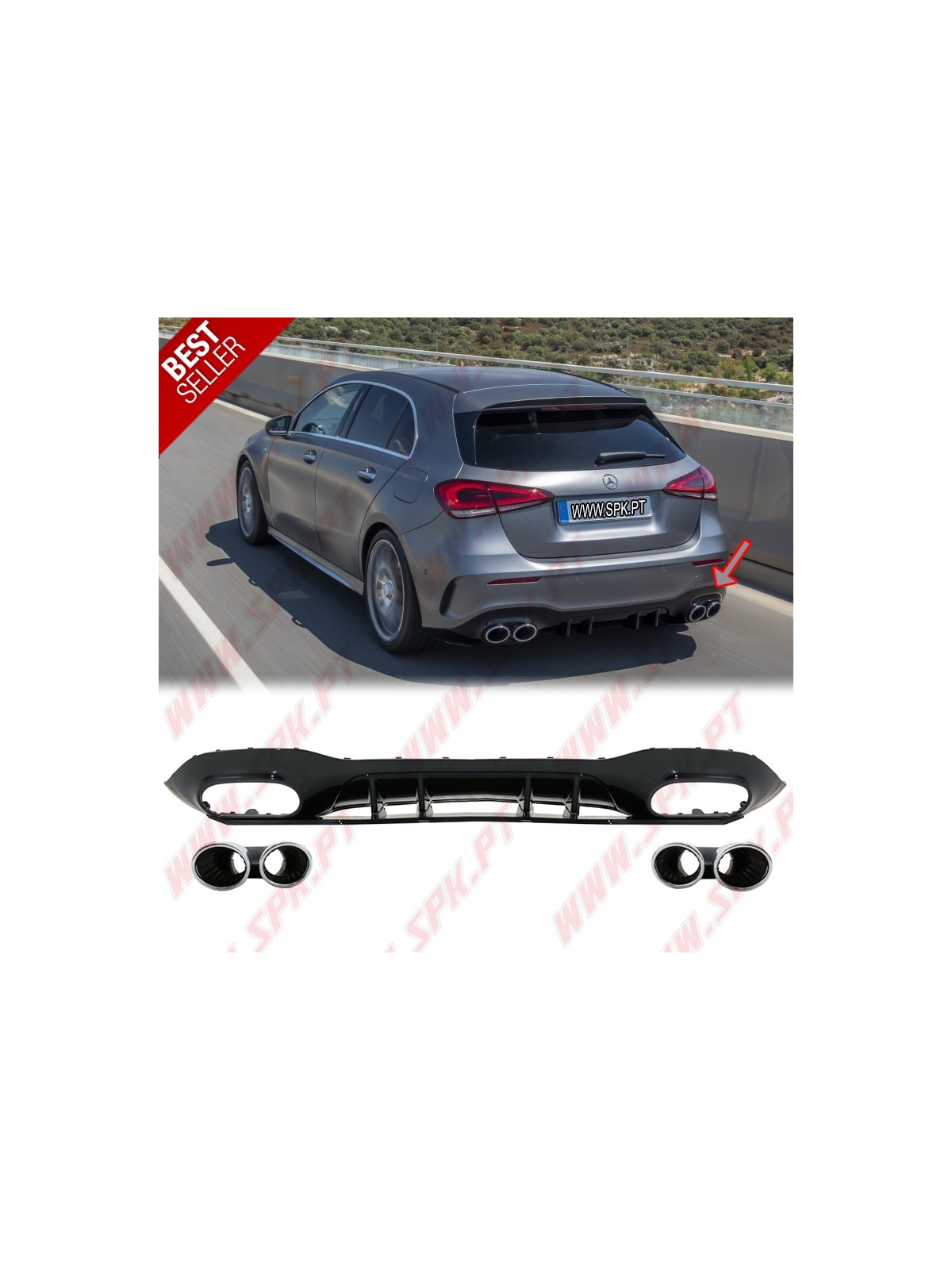 Difusor Traseiro + Ponteiras Look AMG - Mercedes W177 (2018-) Difusor Traseiro + Ponteiras Look AMG - Mercedes W177 (2018-)