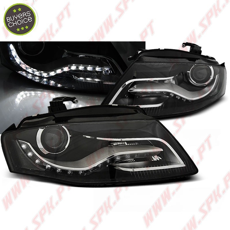 Faróis Daylight LED / Black - Audi A4 B8 (2008-2011) Faróis Daylight LED / Black - Audi A4 B8 (2008-2011)