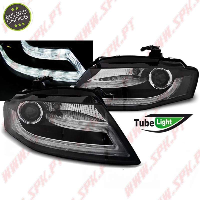 Faróis Tubelight DRL / Black - Audi A4 B8 (2008-2011) Faróis Tubelight DRL / Black - Audi A4 B8 (2008-2011)