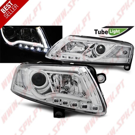 Faróis Tube-Light LED / Chrome - Audi A6 C6 (2004-2008)