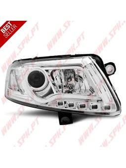 Faróis Tube-Light LED / Chrome - Audi A6 C6 (2004-2008)