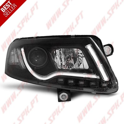 Faróis Tube-Light LED / Black - Audi A6 C6 (2004-2008)