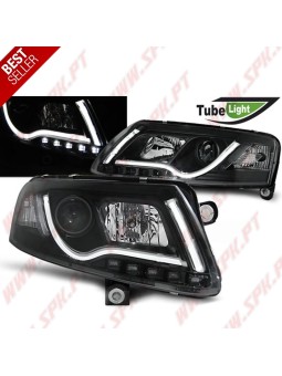 Faróis Tube-Light LED / Black - Audi A6 C6 (2004-2008)