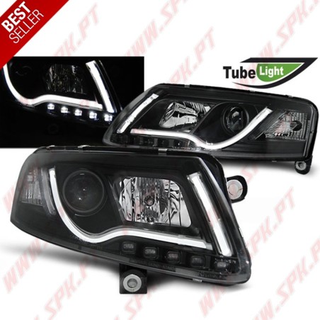 Faróis Tube-Light LED / Black - Audi A6 C6 (2004-2008)