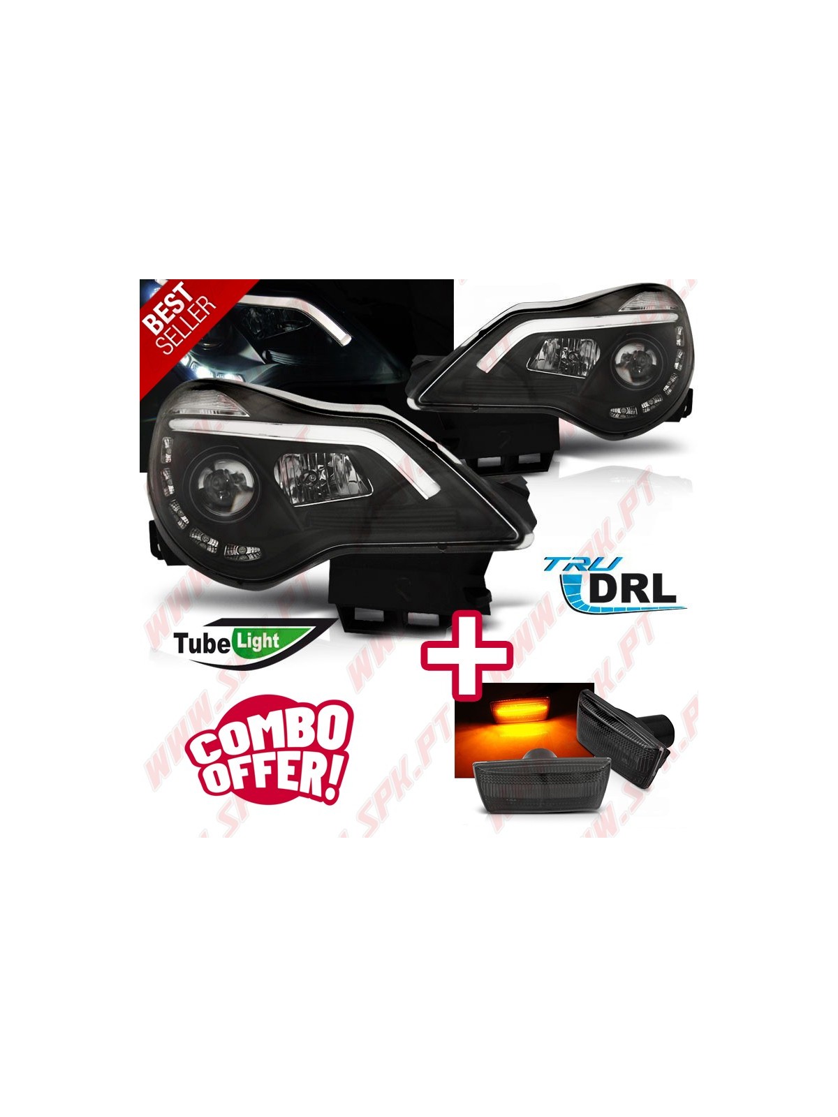 Pack Faróis LED + Piscas LED Smoke - Opel Corsa D (2011-2014) Pack Faróis LED + Piscas LED Smoke - Opel Corsa D (2011-2014)