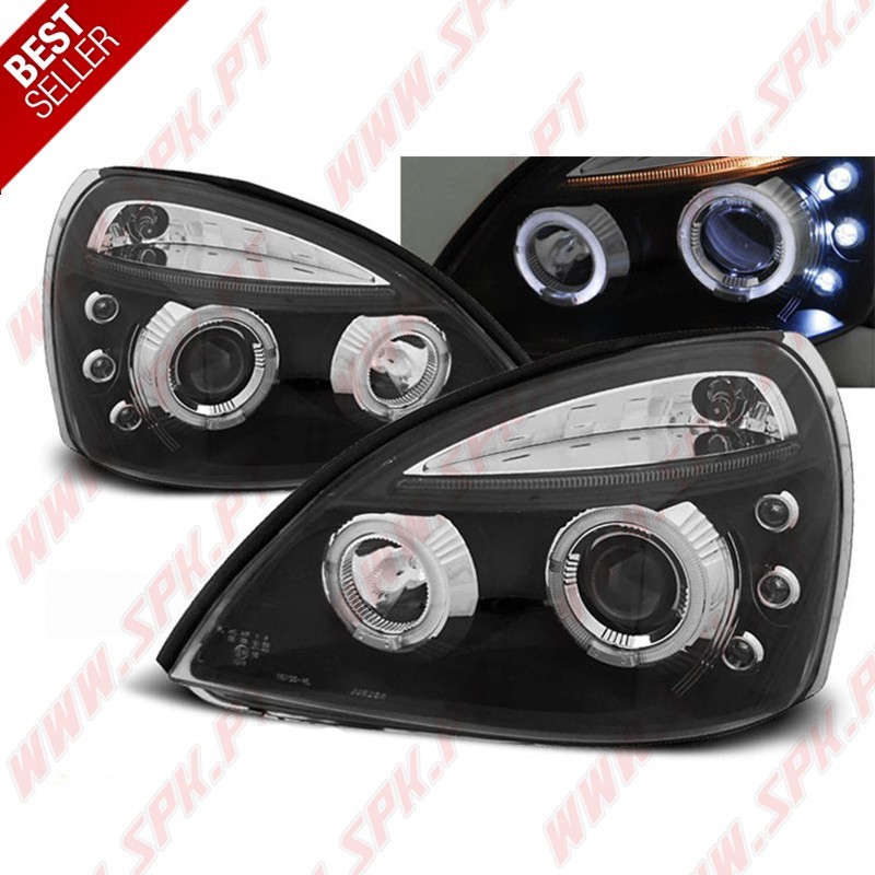 Faróis Angel Eyes LED / BLack - Renault Clio 2 (2001-2005)