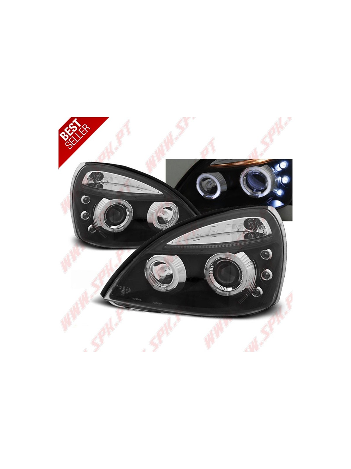 Faróis Angel Eyes LED / BLack - Renault Clio 2 (2001-2005)