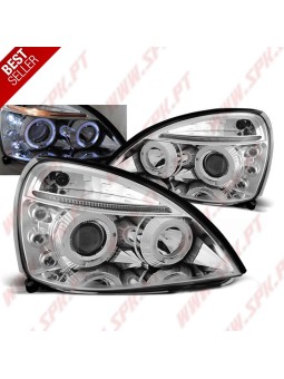 Faróis Angel Eyes LED / Chrome - Renault Clio 2 (2001-2005)