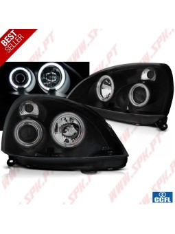 Faróis Angel Eyes CCFL / Black - Renault Clio 2 (2001-2005)