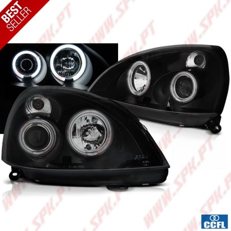 Faróis Angel Eyes CCFL / Black - Renault Clio 2 (2001-2005)