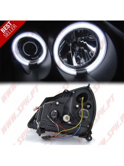 Faróis Angel Eyes CCFL / Black - Renault Clio 2 (2001-2005)