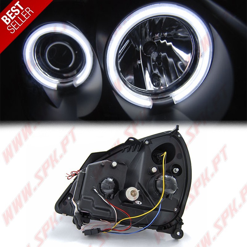 Faróis Angel Eyes CCFL / Black - Renault Clio 2 (2001-2005) Faróis Angel Eyes CCFL / Black - Renault Clio 2 (2001-2005)