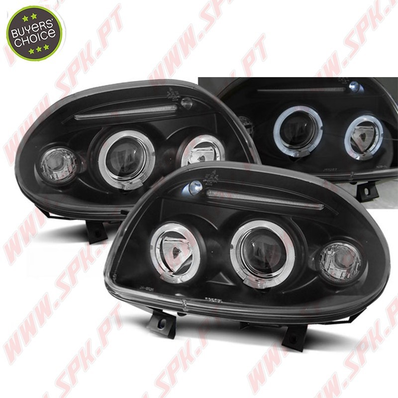 Faróis Angel Eyes LED / Black - Renault Clio 2 (1998-2001)