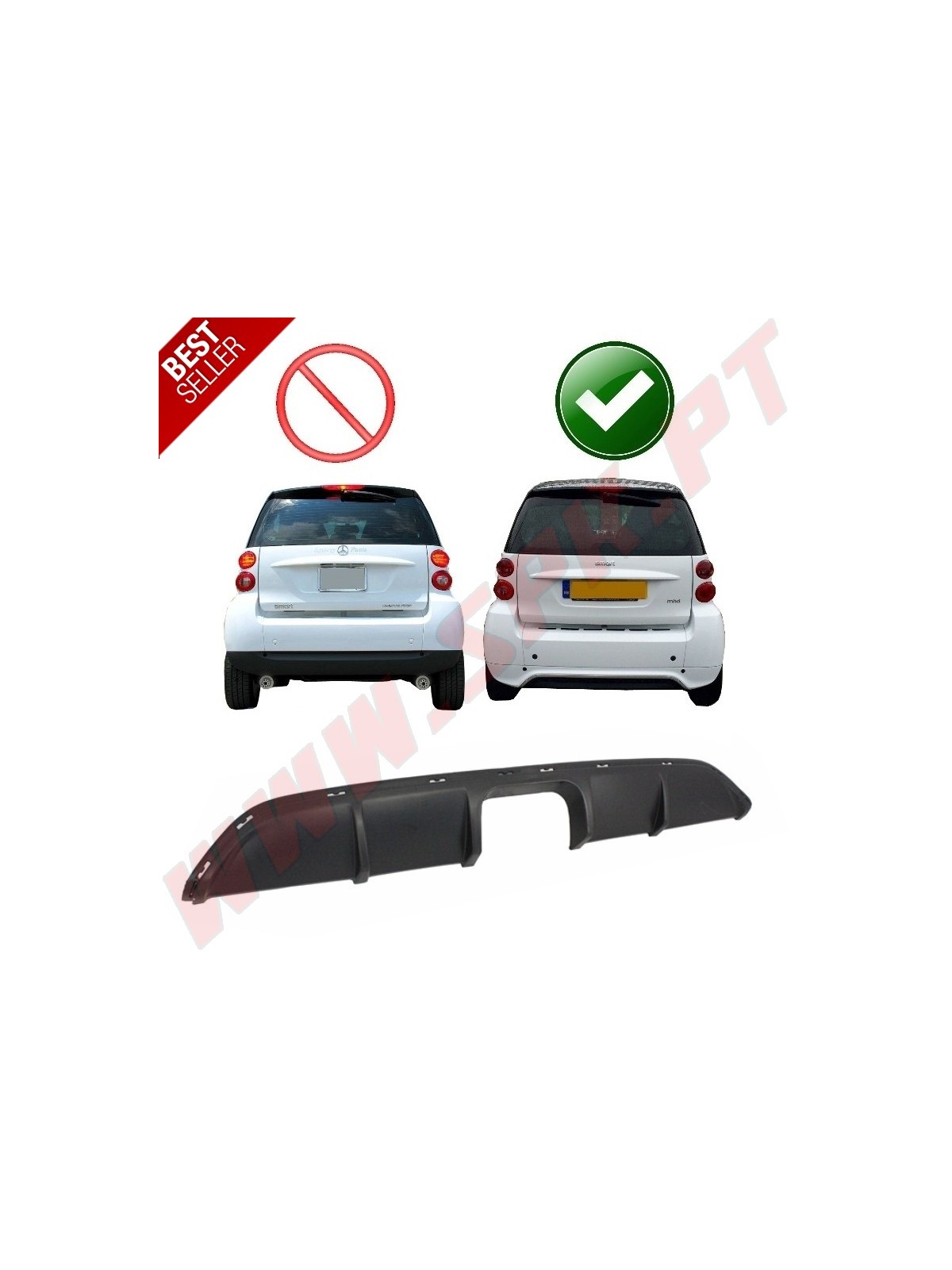 Difusor Traseiro - Smart Fortwo 451 Facelift Anniversary Edition (2009-2014)