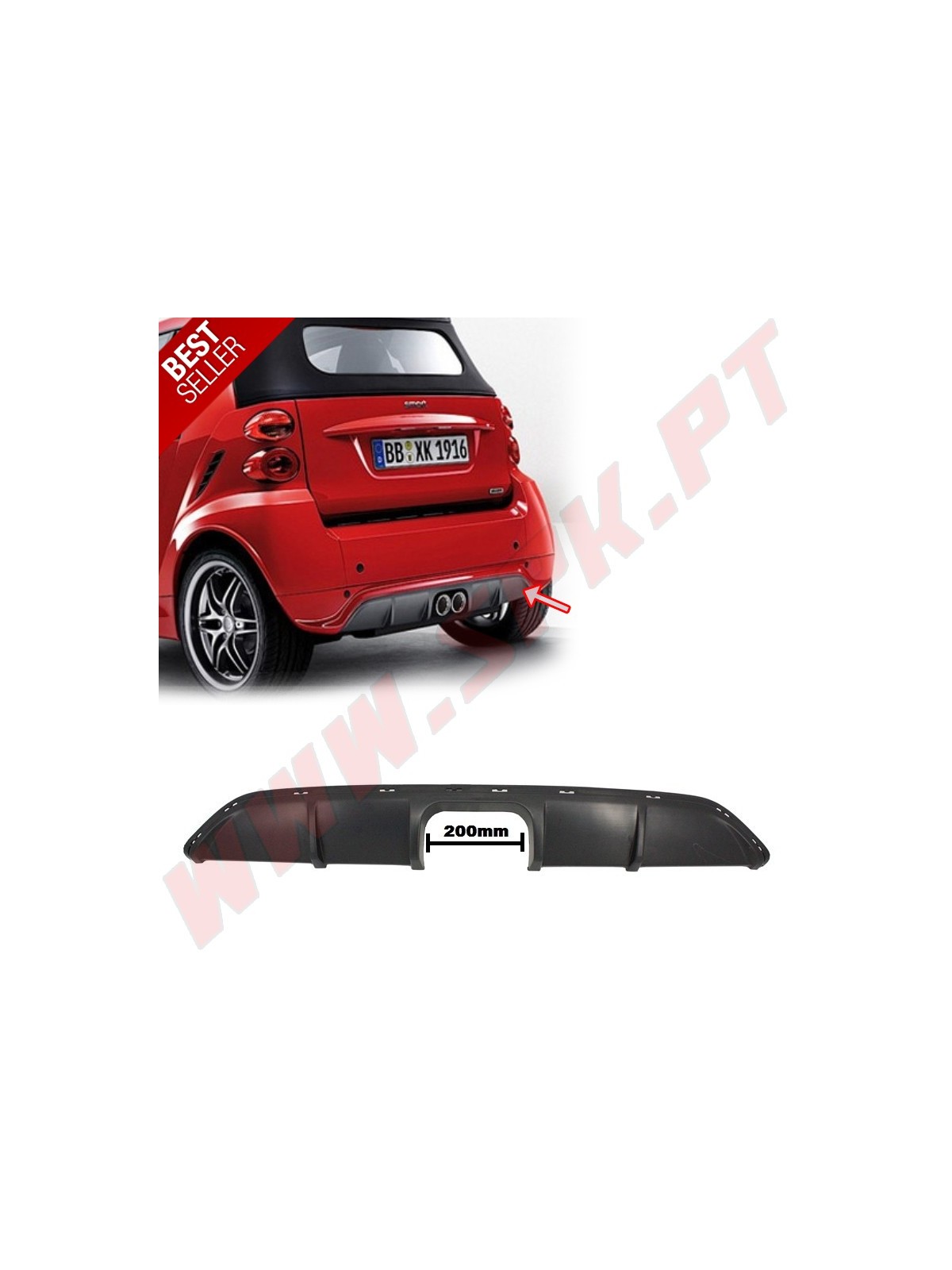 Difusor Traseiro - Smart Fortwo 451 Facelift Anniversary Edition (2009-2014)